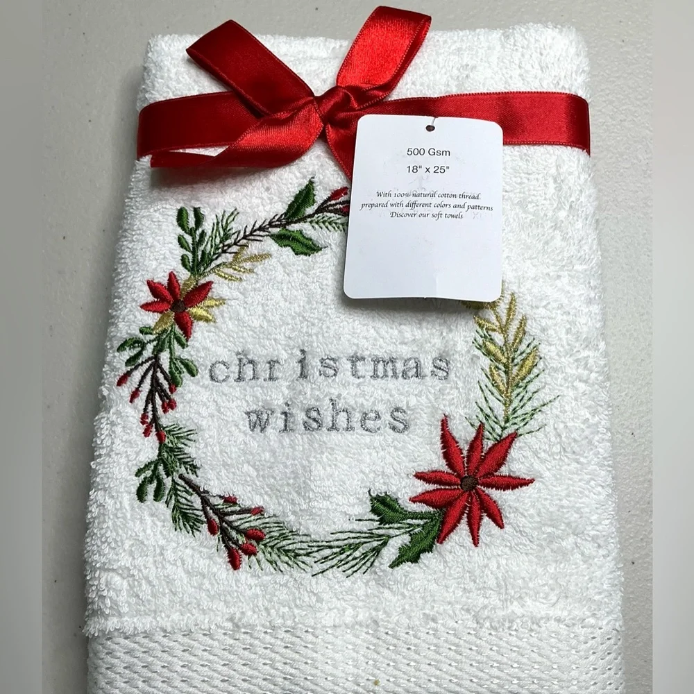 Kitchen Hand Towels Christmas POINSETTIA Dish Towels Bar Towels 18” X 25” New